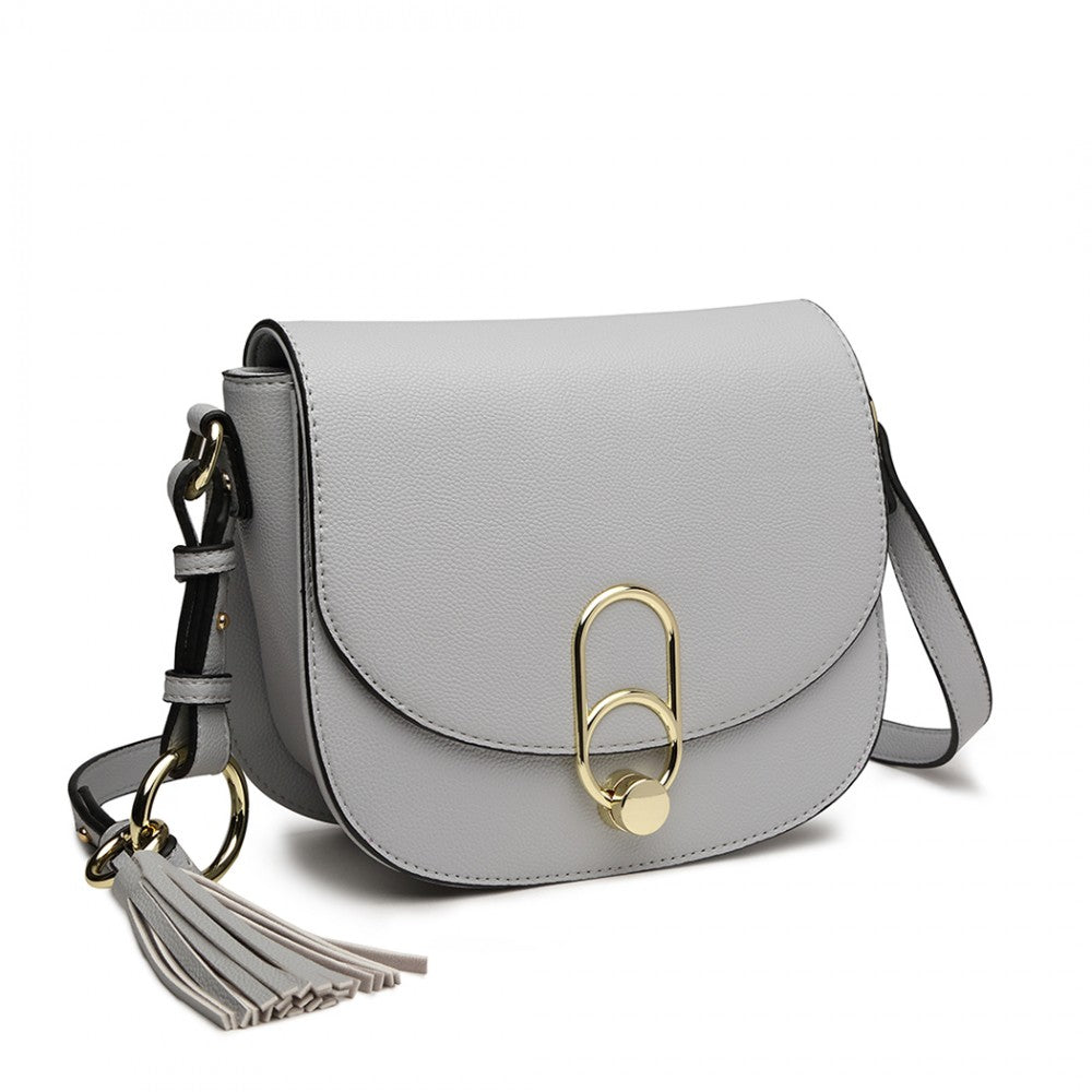 LZ1831 - MISS LULU CROSS BODY SADDLE BAG - GREY