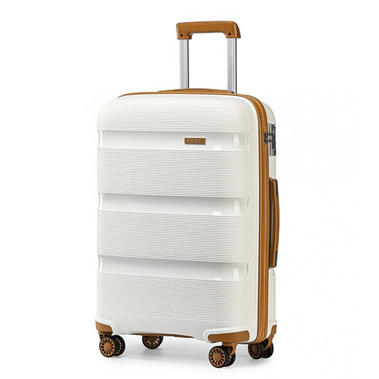 K2092L - KONO 24 INCH BRIGHT HARD SHELL PP SUITCASE - CLASSIC COLLECTION - CREAM