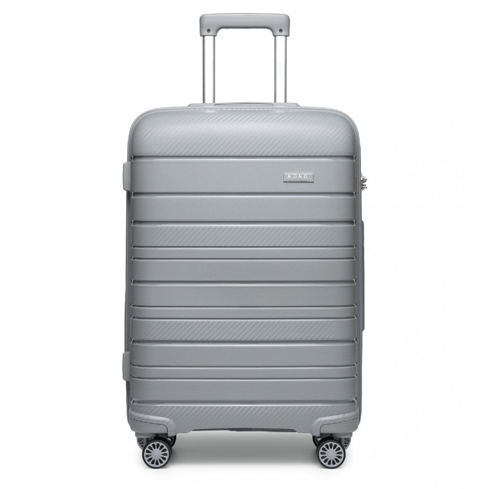 K2091L - KONO 28 INCH MULTI TEXTURE HARD SHELL PP SUITCASE - CLASSIC COLLECTION - GREY