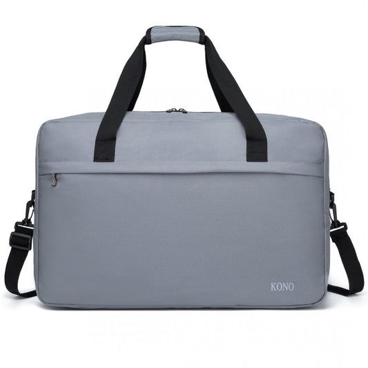 E1960L - KONO LIGHTWEIGHT MULTI PURPOSE UNISEX SPORTS TRAVEL DUFFEL BAG - LIGHT GREY