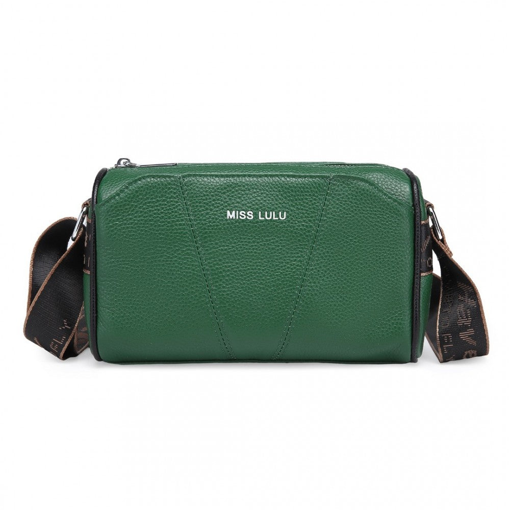 L2310 - MISS LULU SIMPLE AND ELEGANT WIDE STRAP GENUINE LEATHER CROSSBODY BAG - GREEN