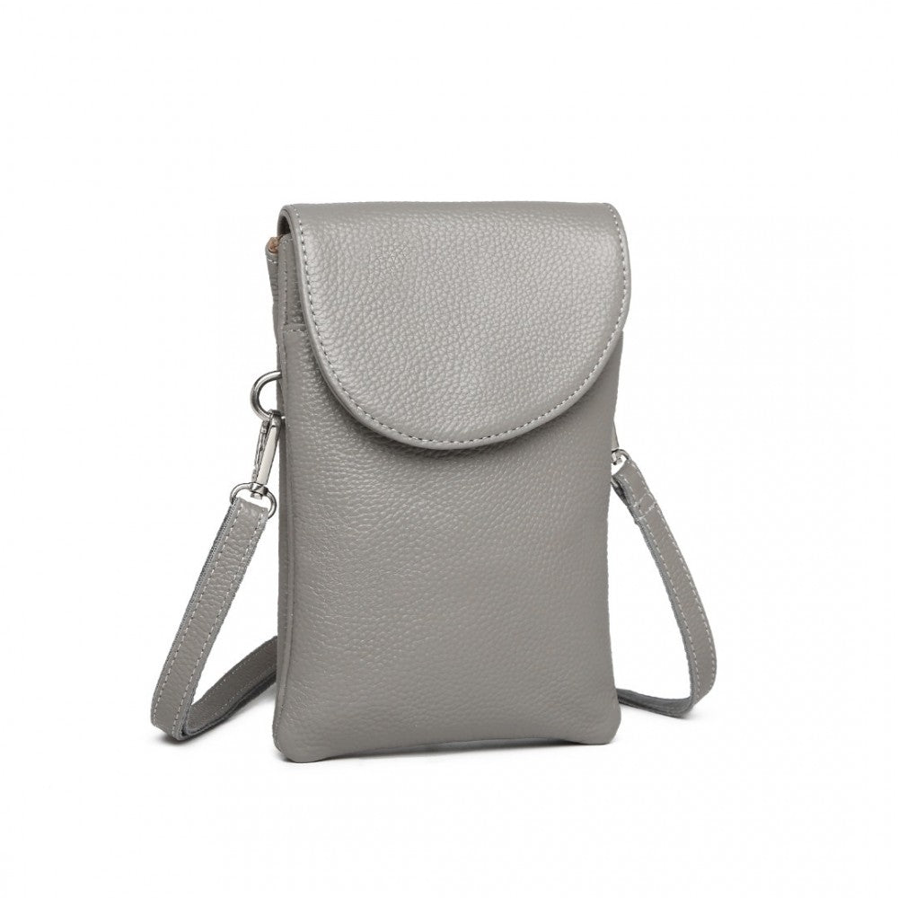 LB2140 - MISS LULU TOUCH SCREEN GENUINE LEATHER SMALL CROSSBODY BAG - GREY