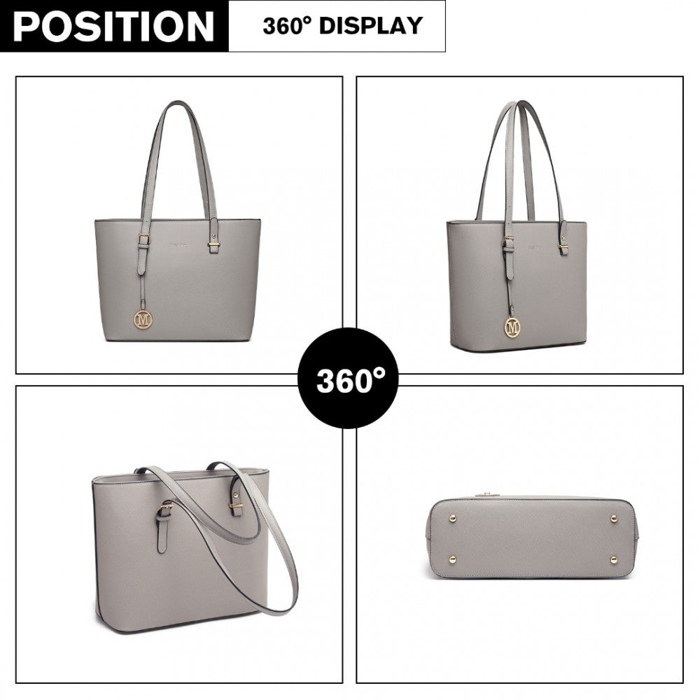 LG2110 - MISS LULU 4 PIECE CLASSIC SLEEK HANDBAG SET - GREY