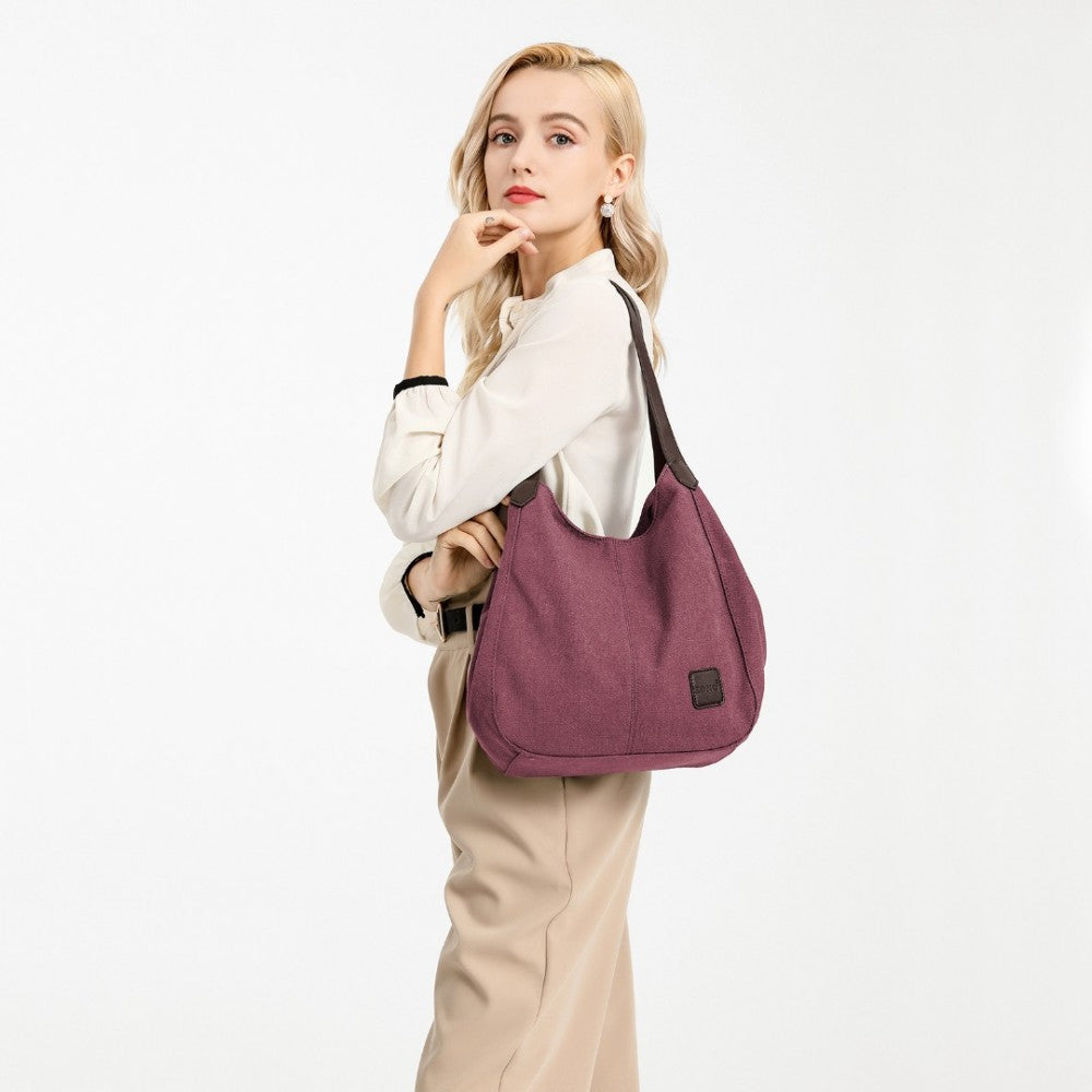 EB2040L - KONO CANVAS SHOULDER TOTE BAG - CLARET