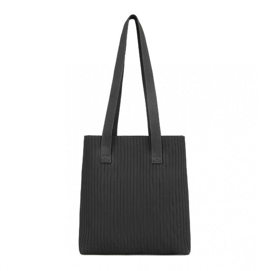 LB2326 - MISS LULU LARGE CAPACITY POLYESTER TOTE SHOPPING BAG - BLACK