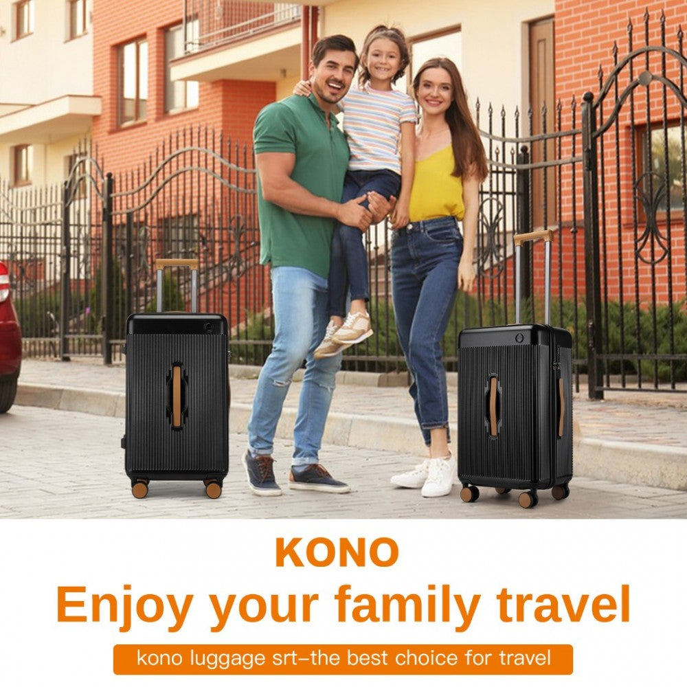 KSK2488 - KONO 24 INCH PREMIUM HARD SHELL CHECK-IN SUITCASE DURABLE ABS AND PC WITH TSA LOCK AND MULTI-HANDLE DESIGN FOR EFFORTLESS TRAVEL - BLACK AND BROWN