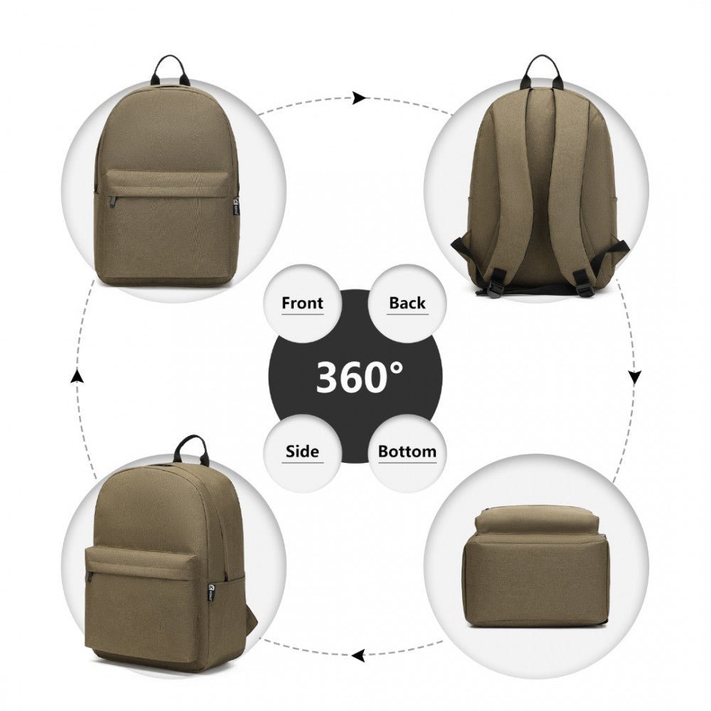 E1930 - KONO DURABLE POLYESTER EVERYDAY BACKPACK WITH SLEEK DESIGN - BROWN