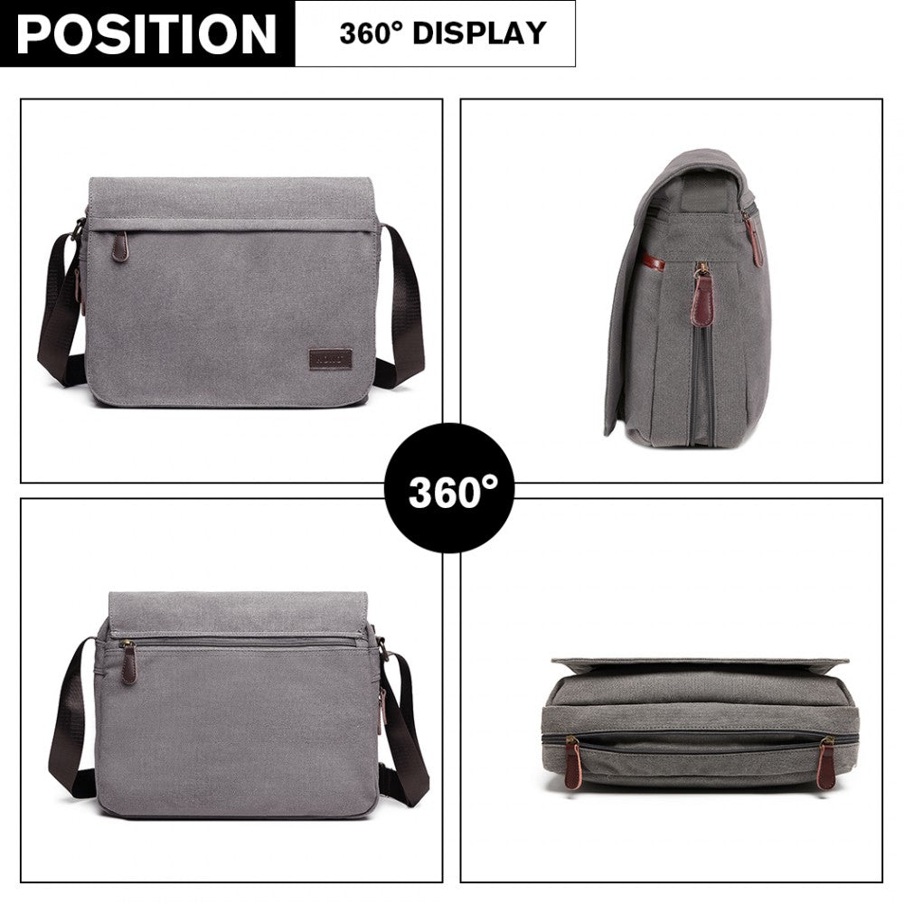 LB1925 - KONO CLASSIC EXPANDING MESSENGER BAG - GREY