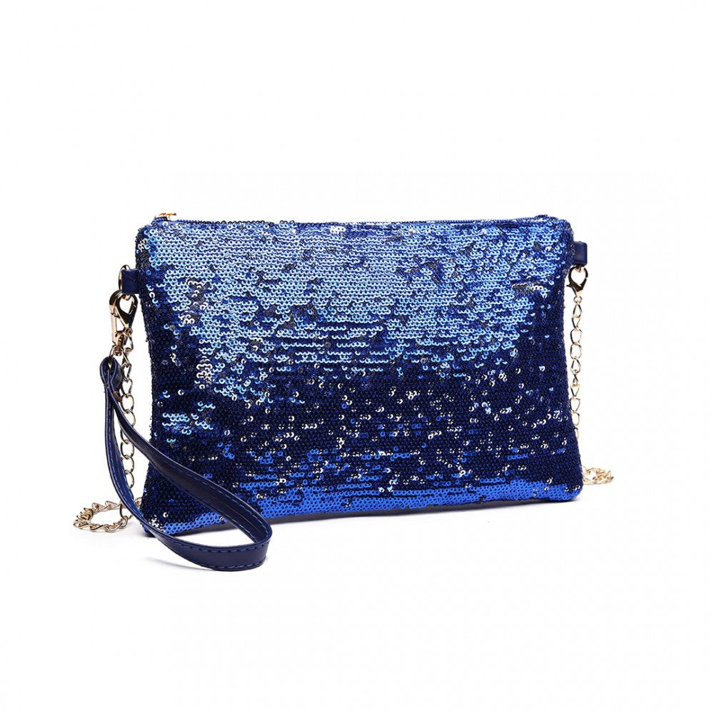 LH1765 - MISS LULU SEQUINS CLUTCH EVENING BAG - NAVY