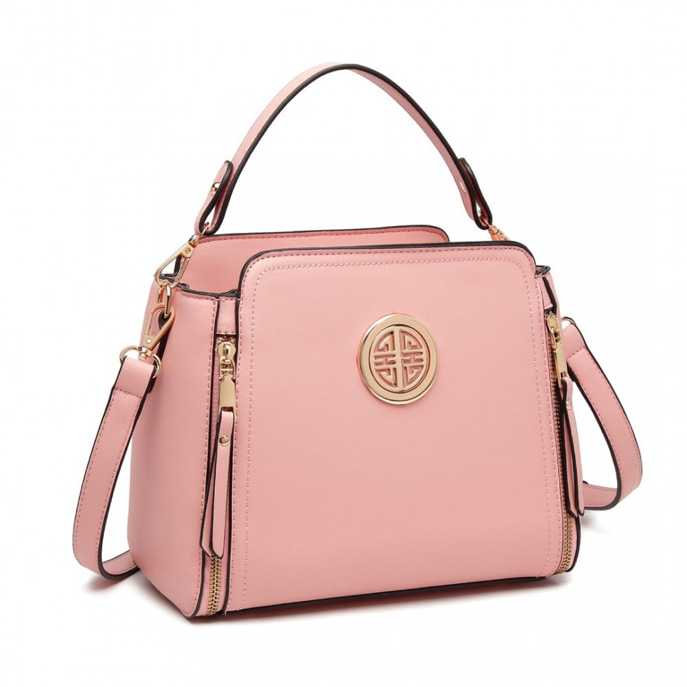 LB2126 - MISS LULU LEATHER LOOK PRACTICAL CROSSBODY BAG - PINK