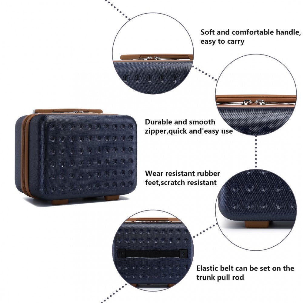 K2394L - KONO 13 INCH SPECIAL HARD SHELL ABS VANITY CASE - NAVY