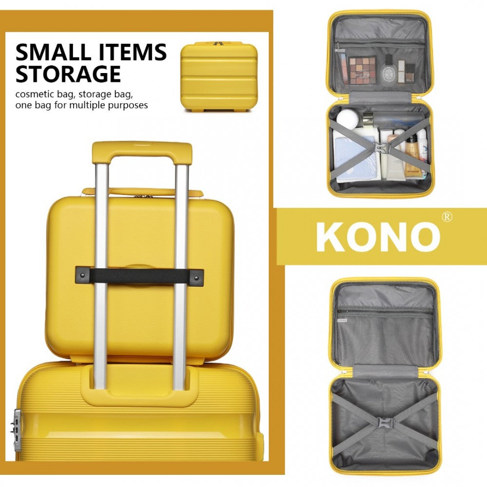 K2092L - KONO 14 INCH BRIGHT HARD SHELL PP VANITY CASE - YELLOW