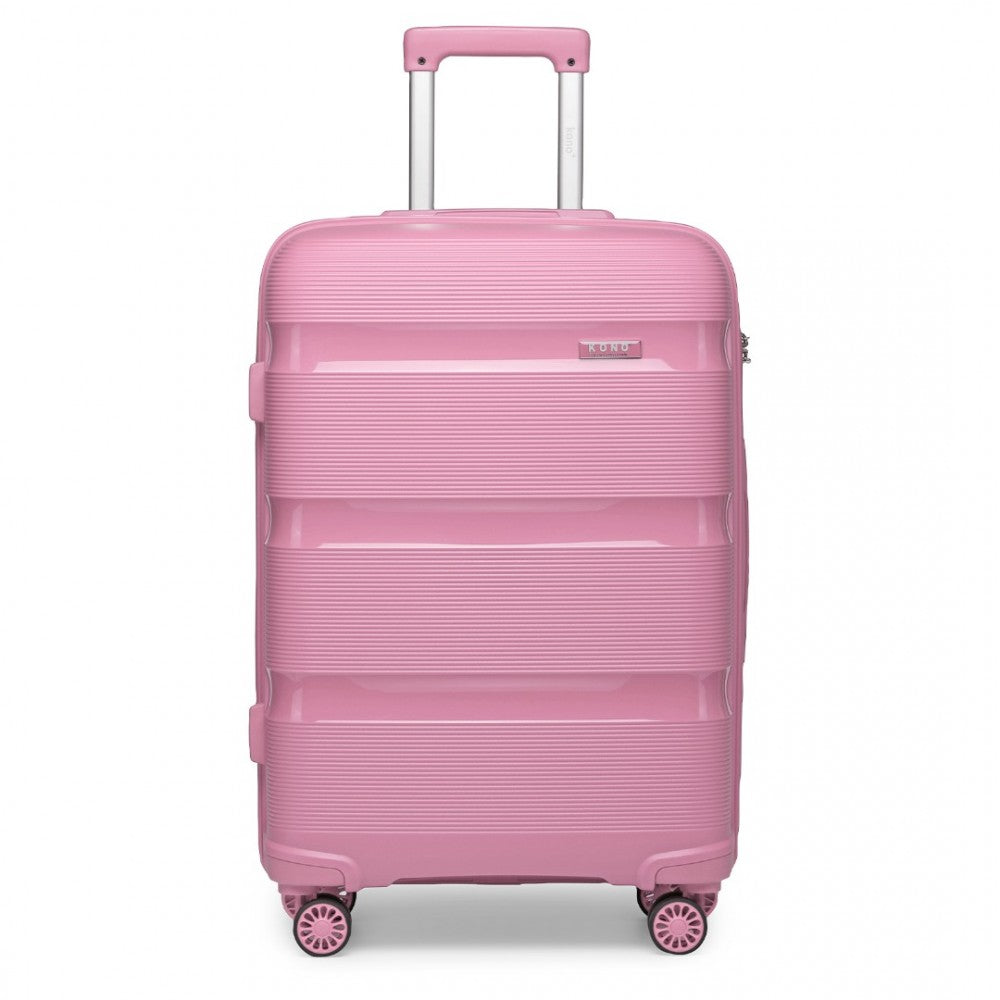 K2092L - KONO 24 INCH BRIGHT HARD SHELL PP SUITCASE - CLASSIC COLLECTION - PINK