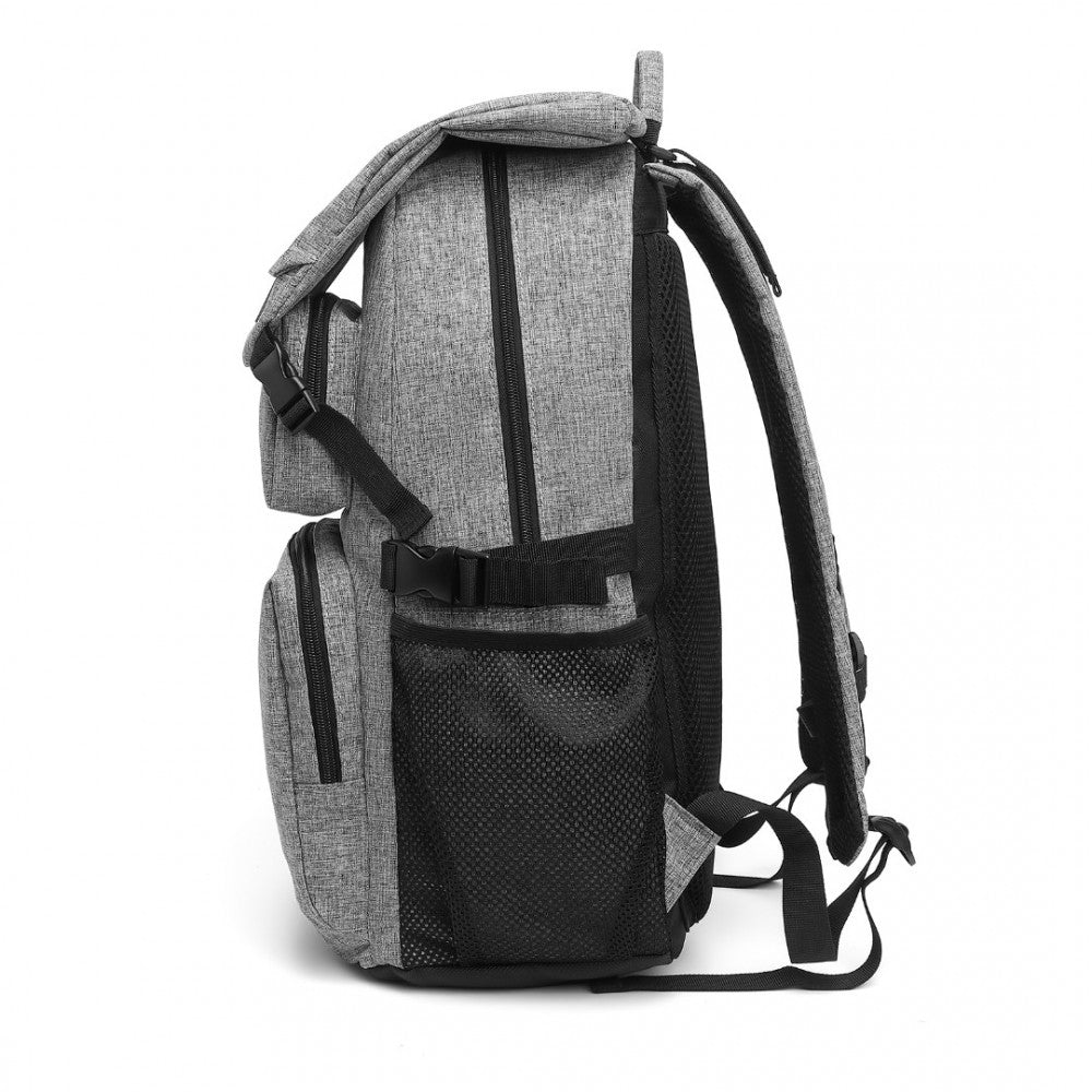 EQ2304 - KONO MEN'S VERSATILE AND SLEEK URBAN COMMUTER BACKPACK - GREY