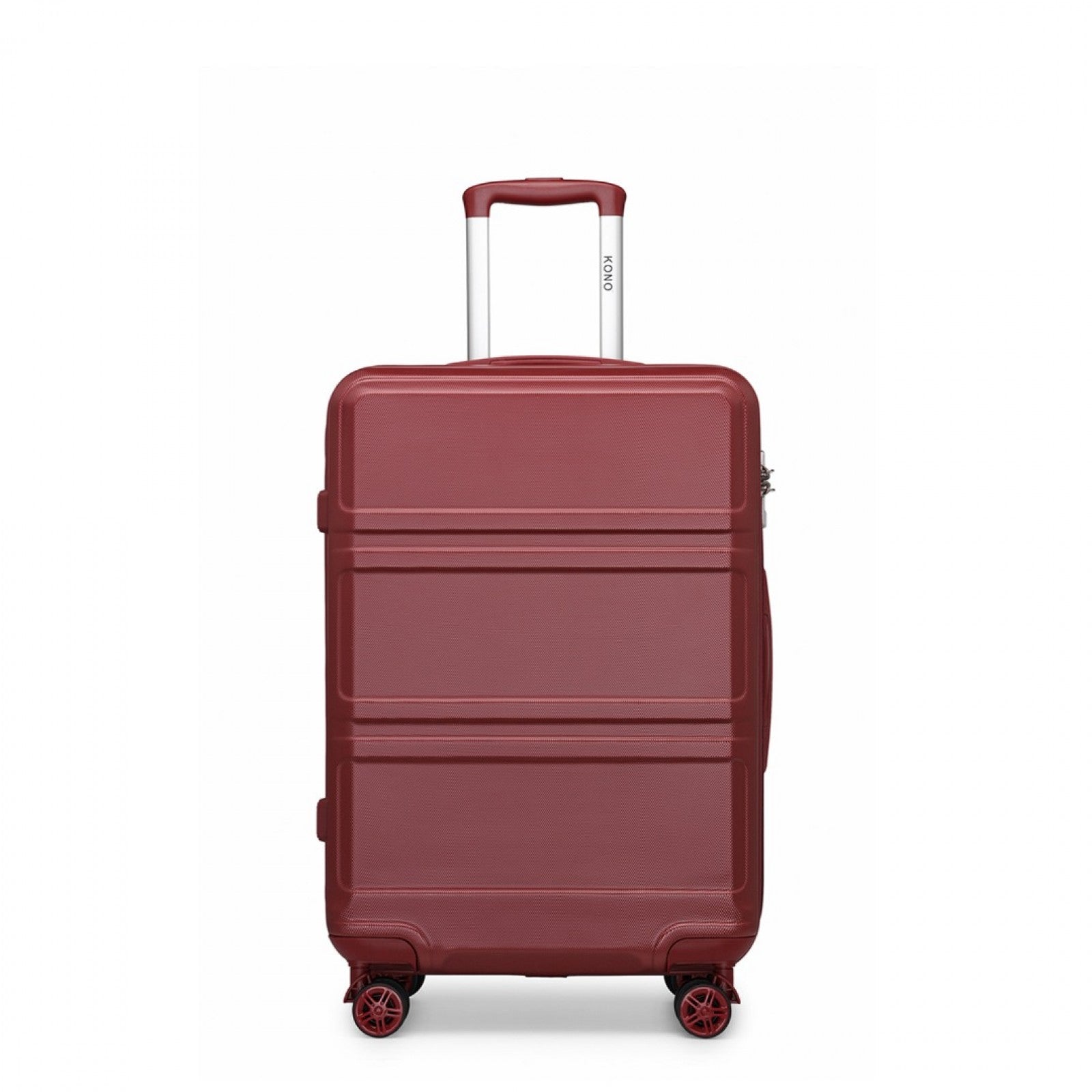 K1871-1L - KONO ABS 20 INCH SCULPTED HORIZONTAL DESIGN CABIN LUGGAGE - BURGUNDY - The Baggage Shop