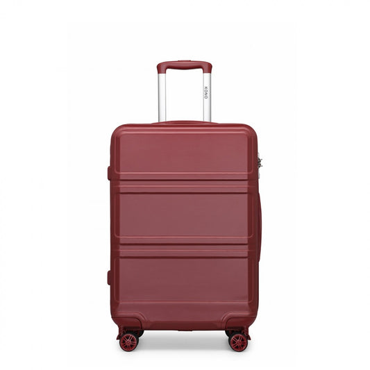 K1871-1L - KONO ABS 20 INCH SCULPTED HORIZONTAL DESIGN CABIN LUGGAGE - BURGUNDY - The Baggage Shop