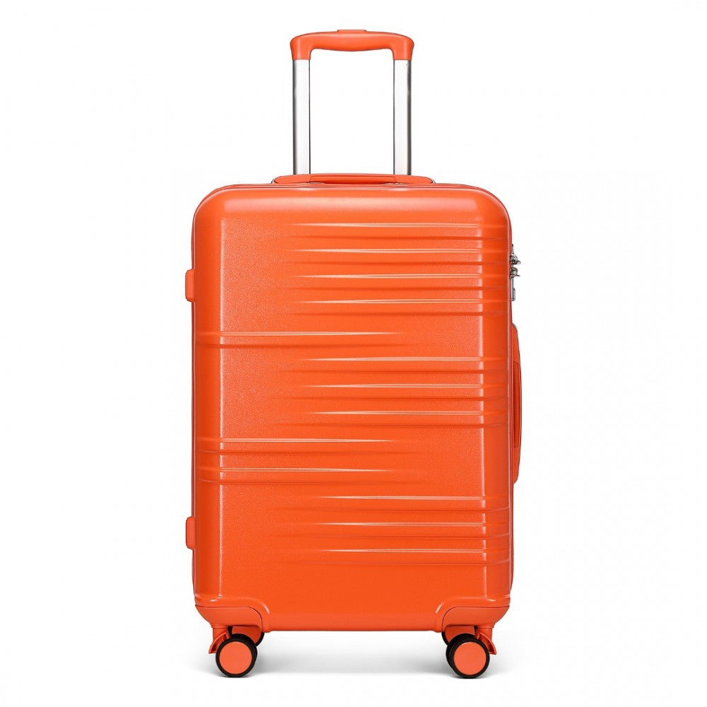 K2391L - BRITISH TRAVELLER 28 INCH DURABLE POLYCARBONATE AND ABS HARD SHELL SUITCASE WITH TSA LOCK - ORANGE