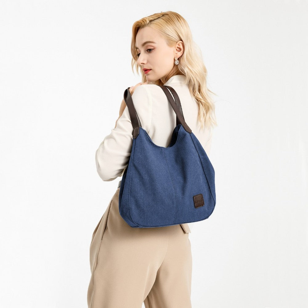 EB2040L - KONO CANVAS SHOULDER TOTE BAG - NAVY