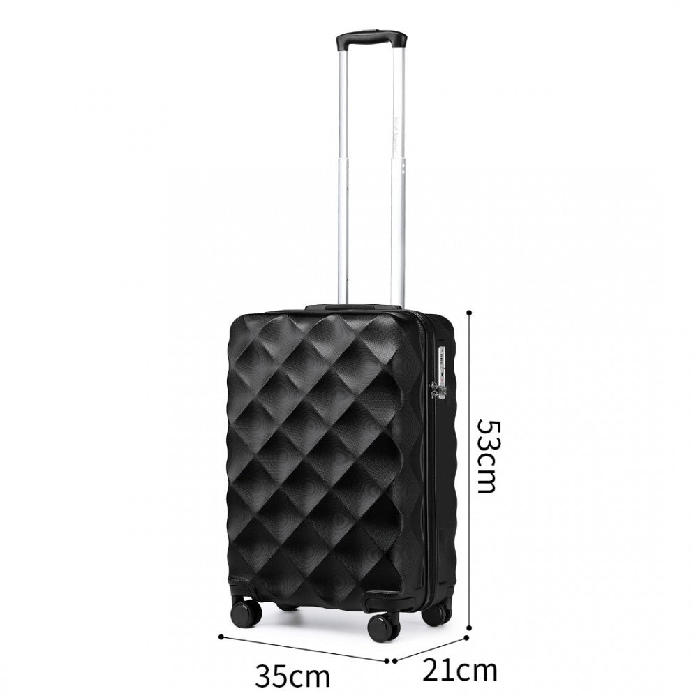 K2395L - SET DE VALIZE BRITANIC TRAVELLER ULTRALIGHT DIN ABS ȘI POLICARBONAT BUMPY DIAMOND 3 PCS CU ÎNCHIDERE TSA - NEGRU