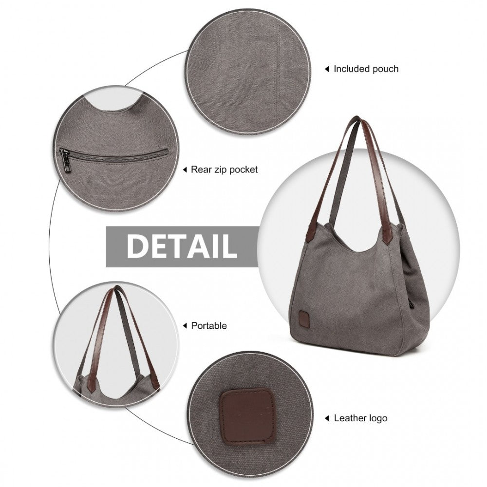 EB2040L - KONO CANVAS SHOULDER TOTE BAG - GREY