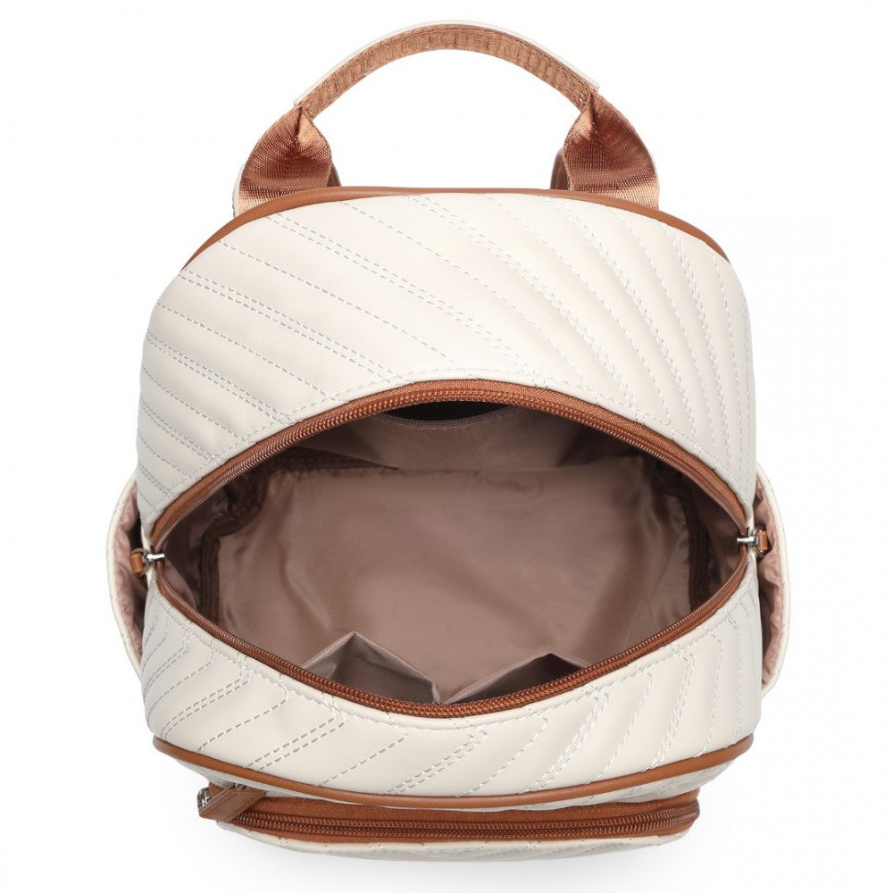 LG2323 - MISS LULU WATER-RESISTANT CHIC PU LEATHER BACKPACK - BEIGE AND BROWN