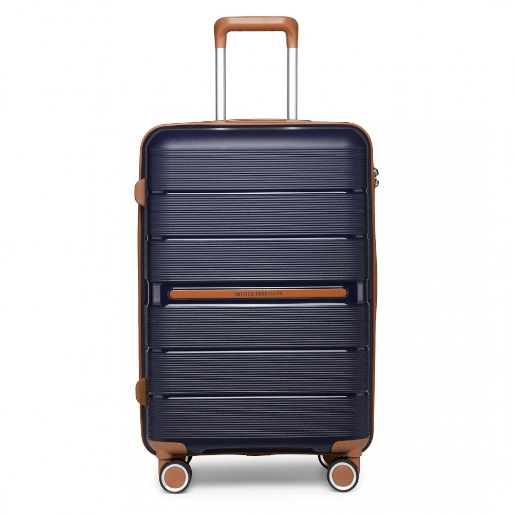 K2392L - BRITISH TRAVELLER 28 INCH MULTI-TEXTURE POLYPROPYLENE HARD SHELL SUITCASE WITH TSA LOCK - NAVY