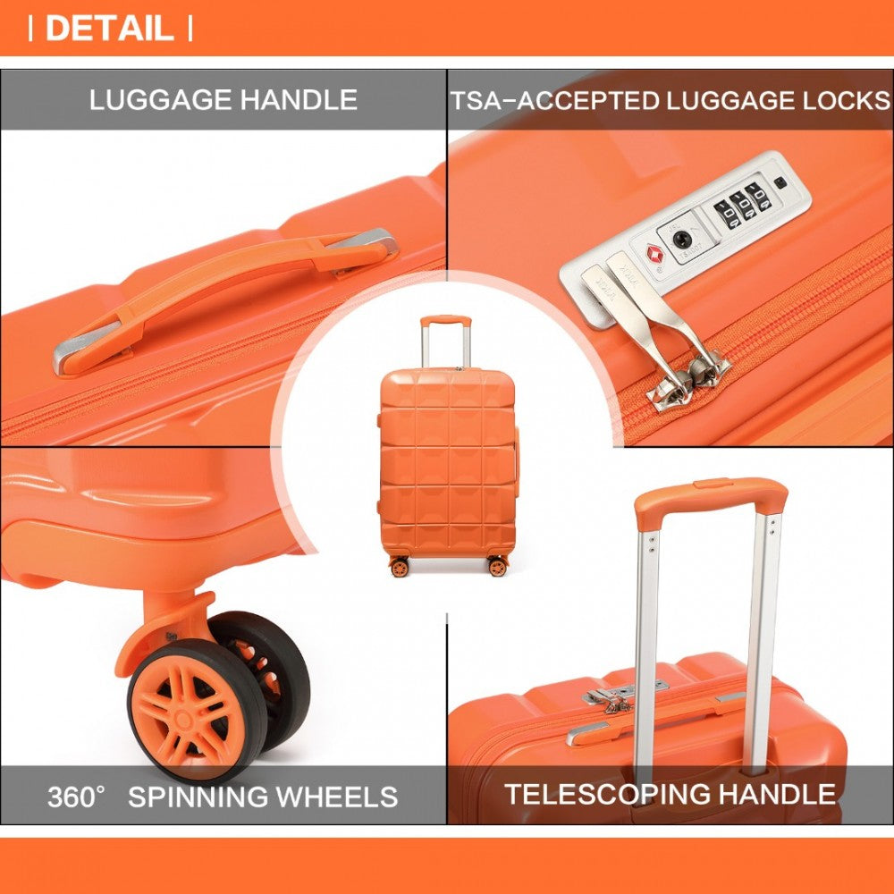 K2292L - KONO 28 INCH LIGHTWEIGHT HARD SHELL ABS SUITCASE WITH TSA LOCK - ORANGE