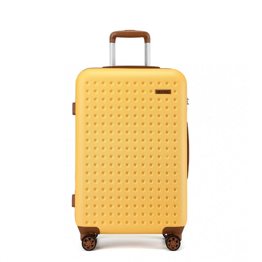 KSK2486 - KONO STYLISH ABS+PC 28 INCH POLKA DOT HARD SHELL SUITCASE WITH TSA LOCK - YELLOW AND BROWN