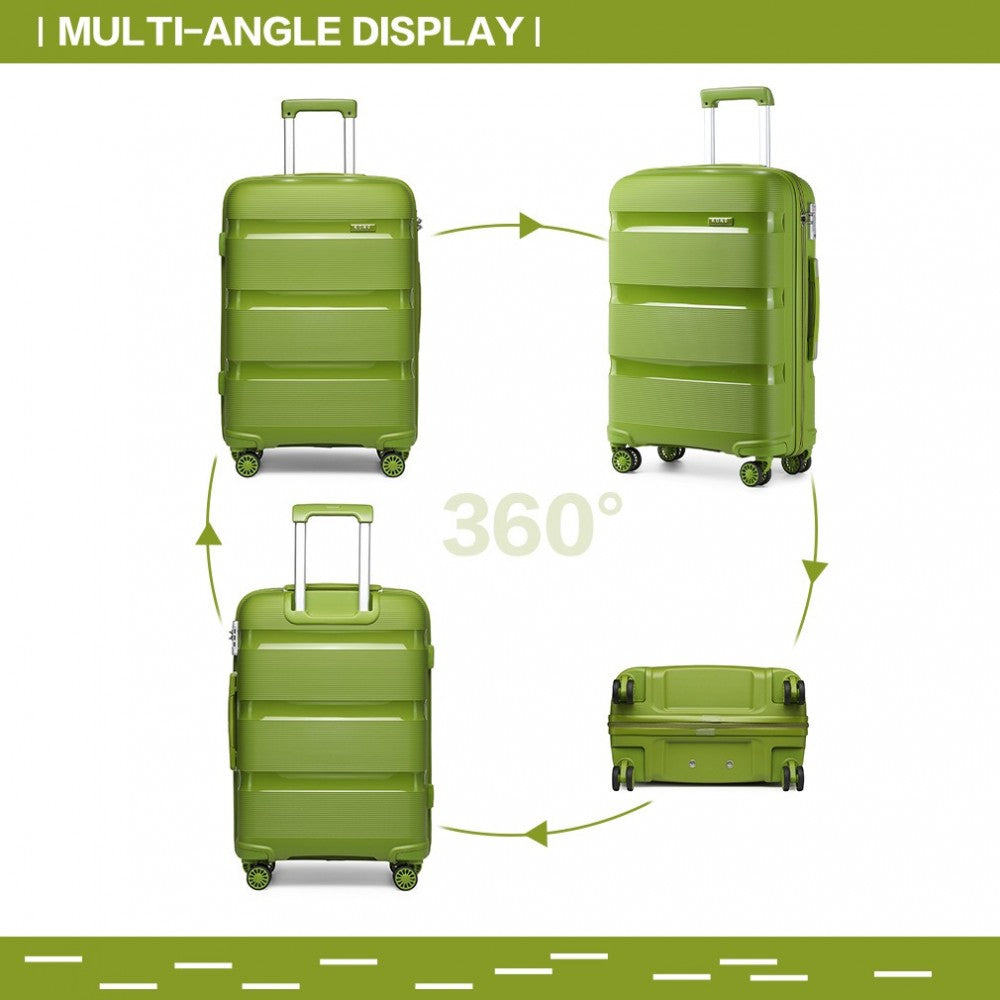 K2092L - KONO 24 INCH BRIGHT HARD SHELL PP SUITCASE - CLASSIC COLLECTION - GREEN