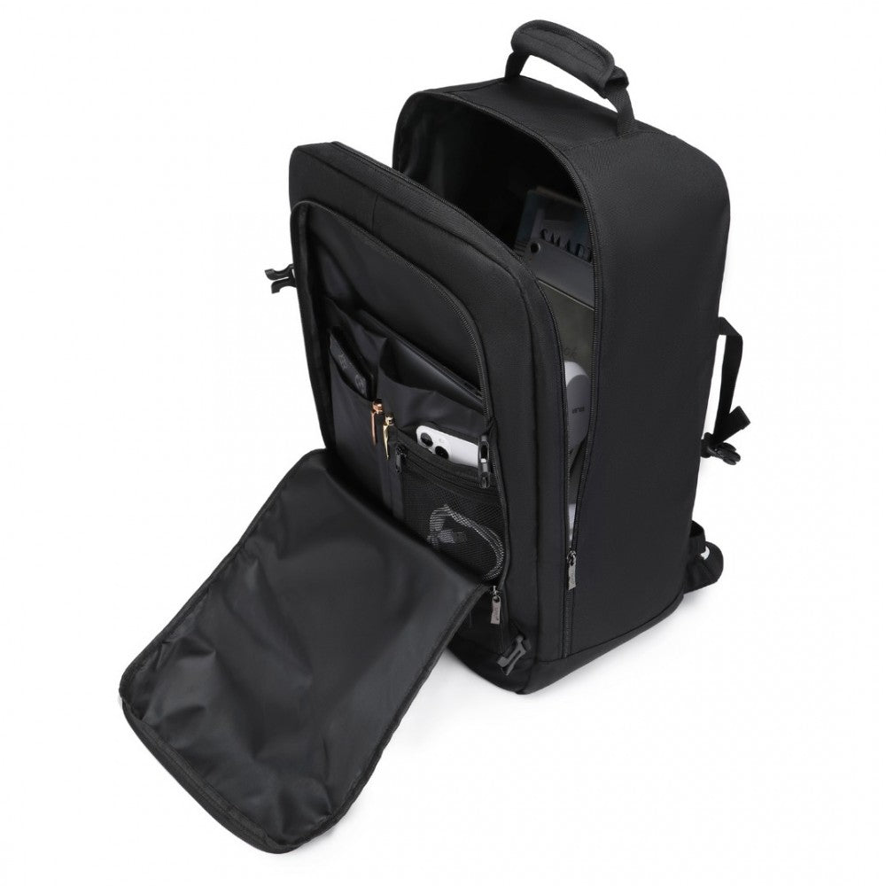 EM2231L - KONO LIGHTWEIGHT CABIN BAG TRAVEL BUSINESS BACKPACK - BLACK