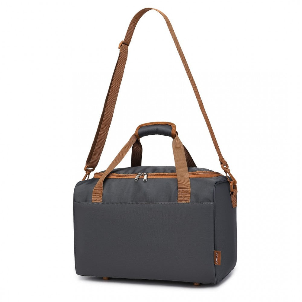 EA2321 - KONO SPACIOUS TRAVEL STORAGE BAG HANDBAG - GREY AND BROWN