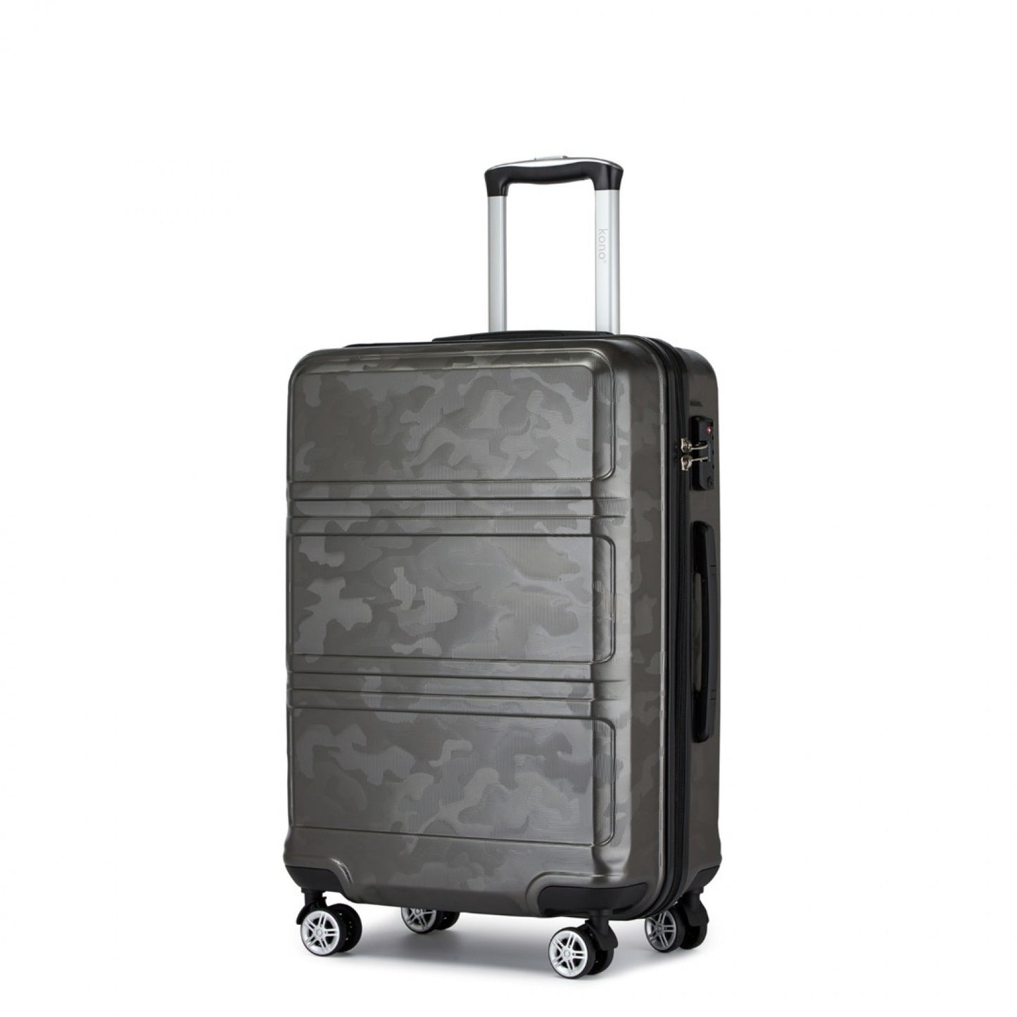 K1871-1L - KONO ABS 20 INCH SCULPTED HORIZONTAL DESIGN CABIN LUGGAGE - CAMOUFLAGE GREY AND BLACK - The Baggage Shop
