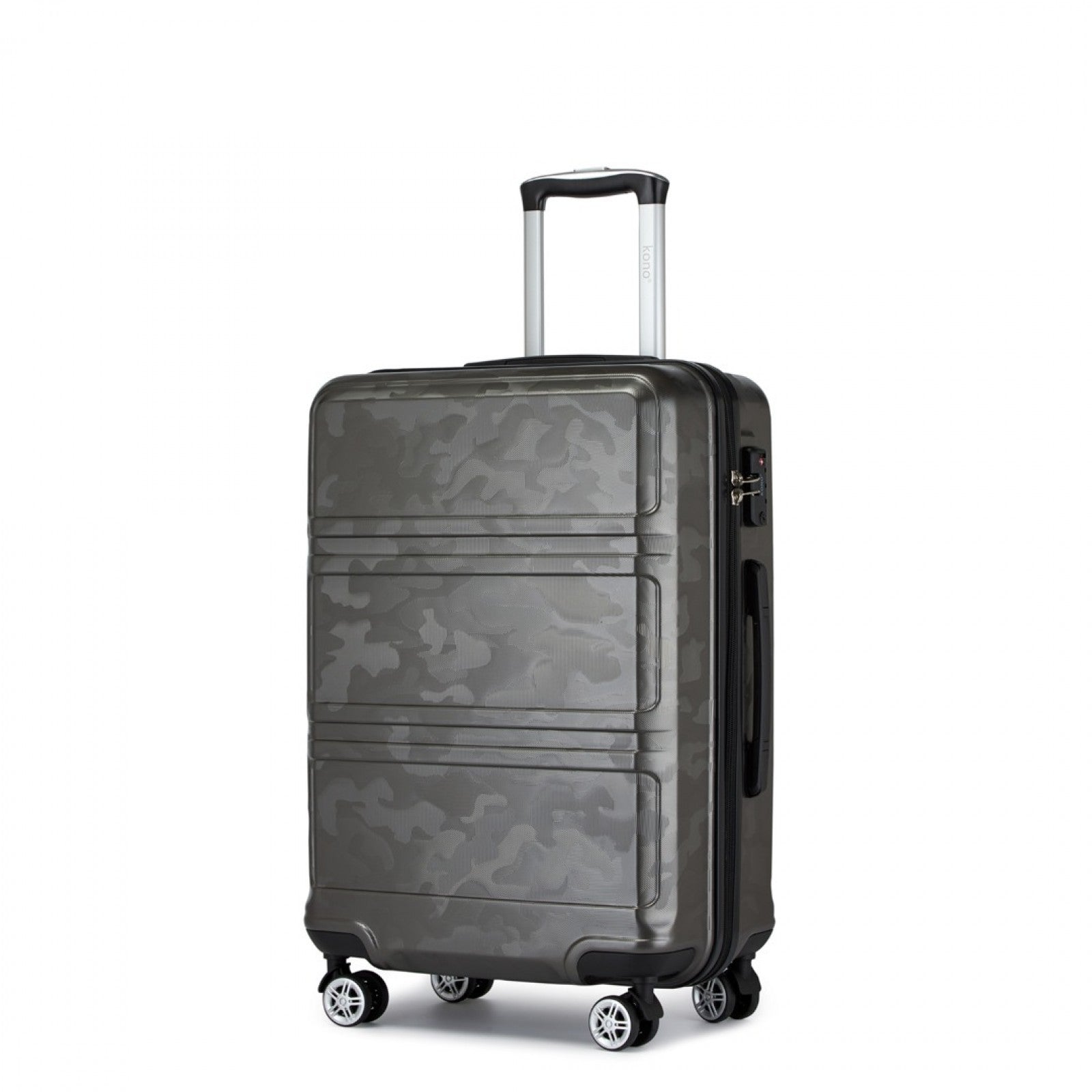 K1871-1L - KONO ABS 20 INCH SCULPTED HORIZONTAL DESIGN CABIN LUGGAGE - CAMOUFLAGE GREY AND BLACK - The Baggage Shop