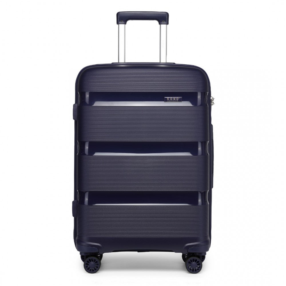 K2092L - KONO 24 INCH BRIGHT HARD SHELL PP SUITCASE - CLASSIC COLLECTION - NAVY