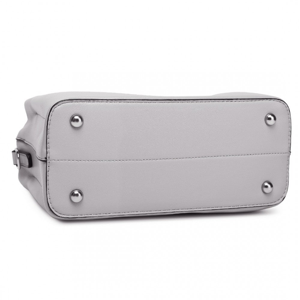 LB2367 - MISS LULU STYLISH PU LEATHER HANDBAG WITH MULTI-COMPARTMENT DESIGN - GREY