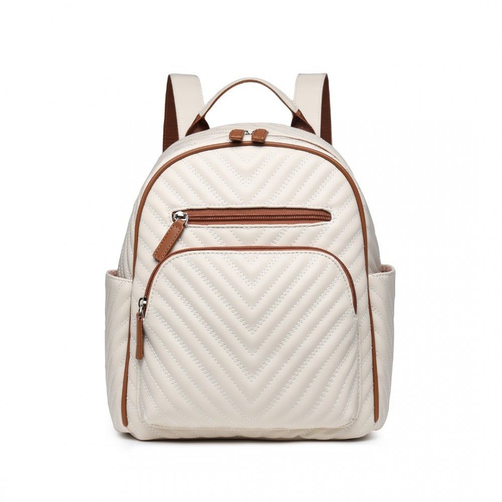 LG2323 - MISS LULU WATER-RESISTANT CHIC PU LEATHER BACKPACK - BEIGE AND BROWN