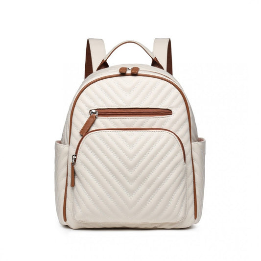 LG2323 - MISS LULU WATER-RESISTANT CHIC PU LEATHER BACKPACK - BEIGE AND BROWN