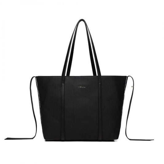 LG1922 - MISS LULU LEATHER LOOK TWO WAY TOTE SHOULDER BAG - BLACK