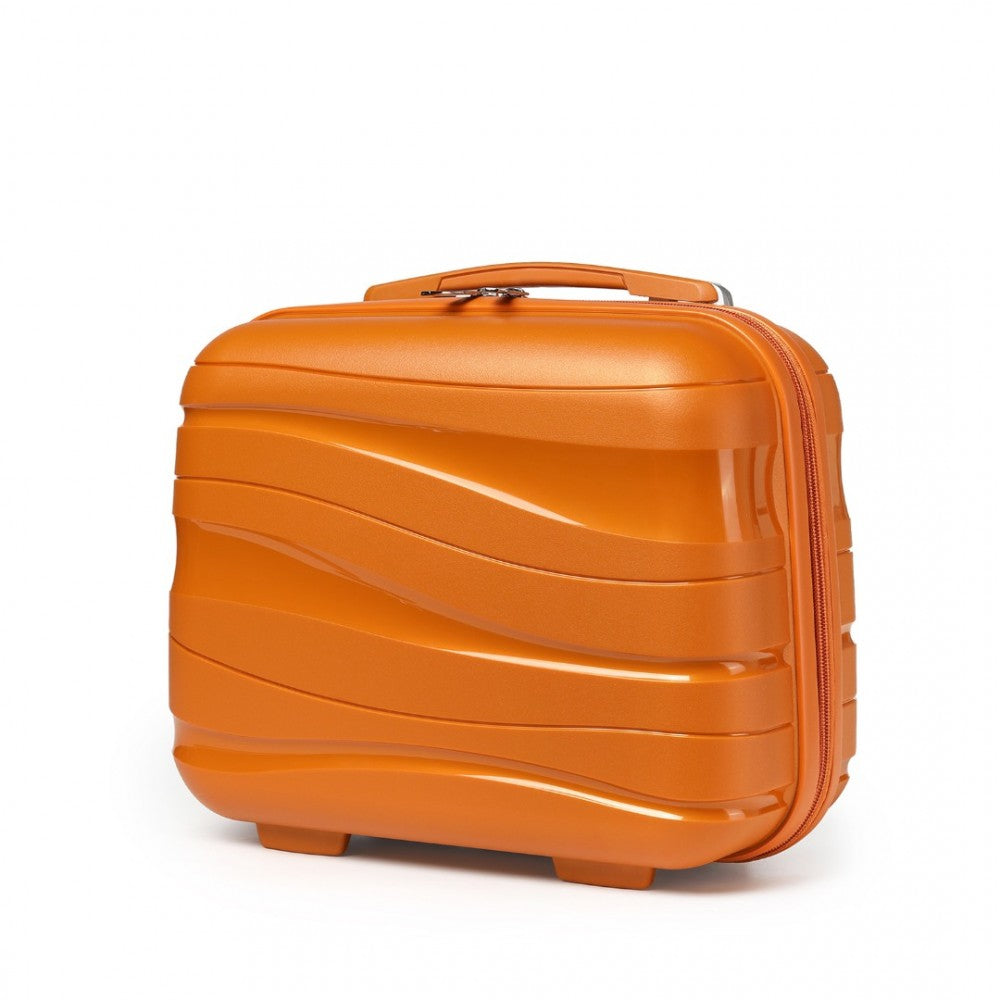 K2094L - KONO 14 INCH LIGHTWEIGHT POLYPROPYLENE HARD SHELL VANITY CASE - ORANGE