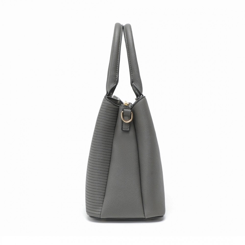 LT2352 - MISS LULU MODERN ELEGANCE PU LEATHER LADY'S TOTE - GREY