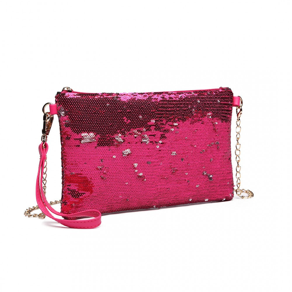 LH1765 - MISS LULU SEQUINS CLUTCH EVENING BAG - PLUM