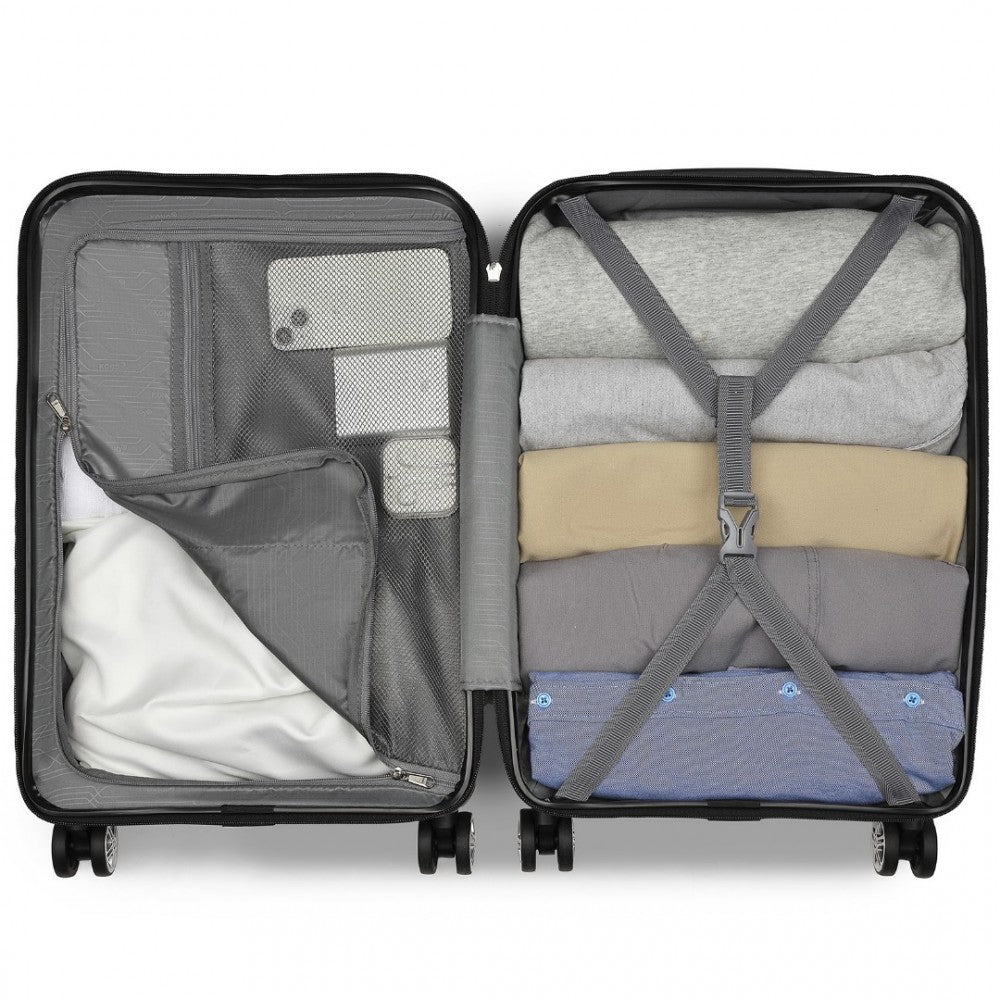 KSK2482 - KONO 24 INCH EXPANDABLE HORIZONTAL ENGRAVED HARD SHELL ABS+PC CHECK-IN SUITCASE WITH TSA LOCK - GREY - The Baggage Shop
