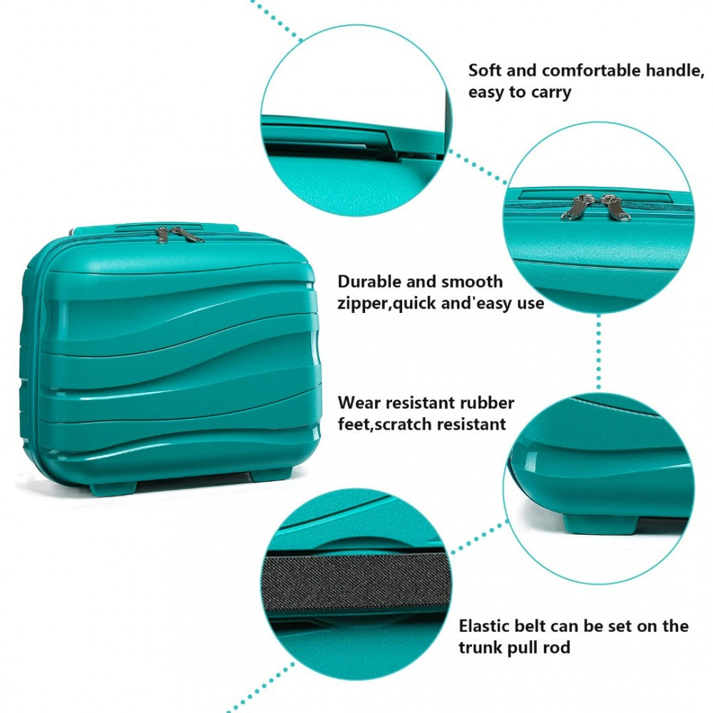 K2094L - KONO 14 INCH LIGHTWEIGHT POLYPROPYLENE HARD SHELL VANITY CASE - TEAL