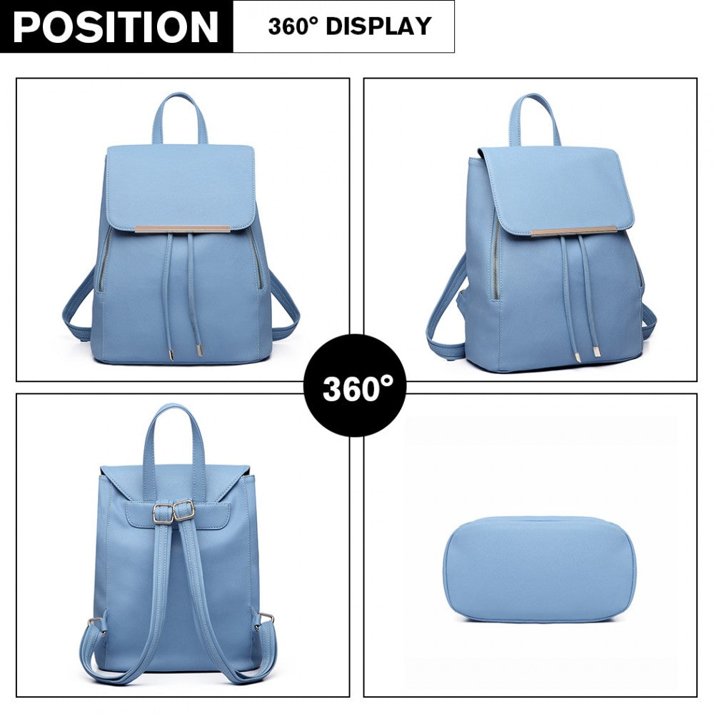 E1669 - MISS LULU FAUX LEATHER STYLISH FASHION BACKPACK - LIGHT BLUE