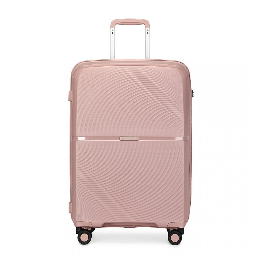 K2393L - BRITISH TRAVELLER 28 INCH SPINNER HARD SHELL PP SUITCASE WITH TSA LOCK - NUDE