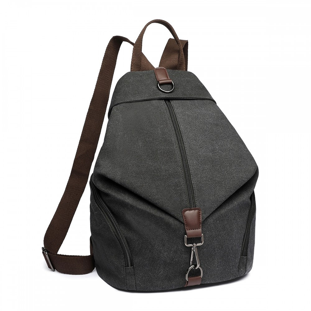 EB2044 - KONO FASHION ANTI-THEFT CANVAS BACKPACK - BLACK