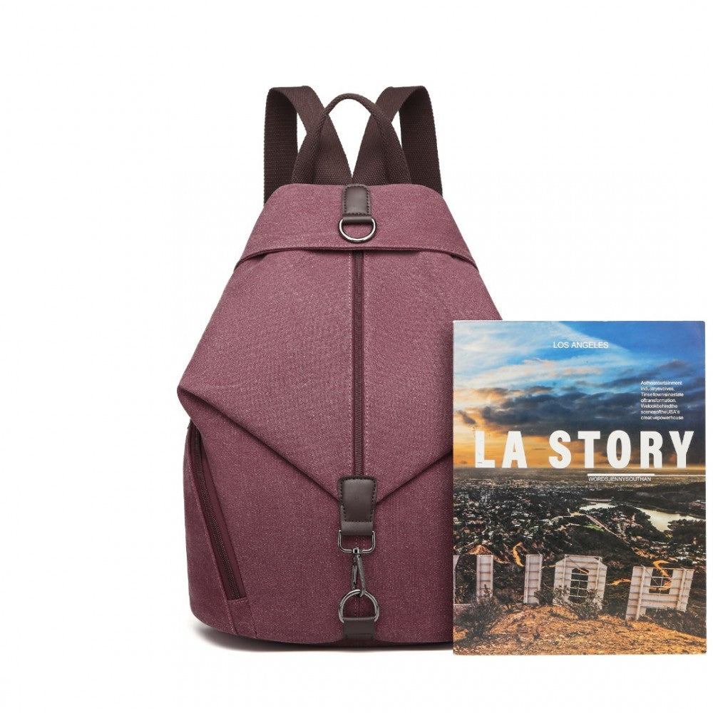 EB2044 - KONO FASHION ANTI-THEFT CANVAS BACKPACK - CLARET