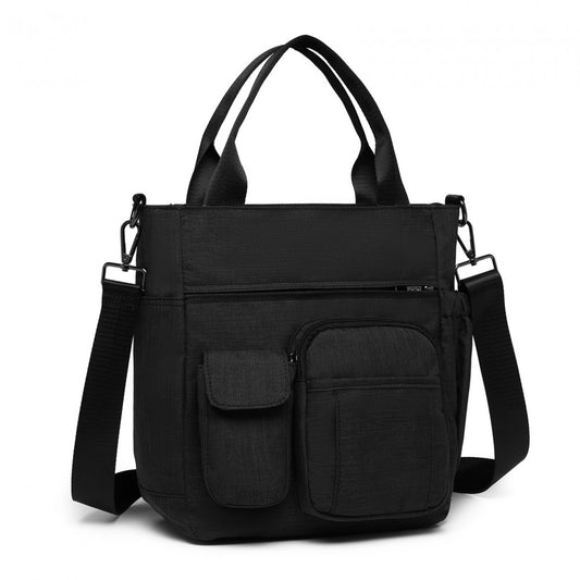 LB6923 - KONO MULTI-COMPARTMENT TOTE SHOULDER BAG - BLACK