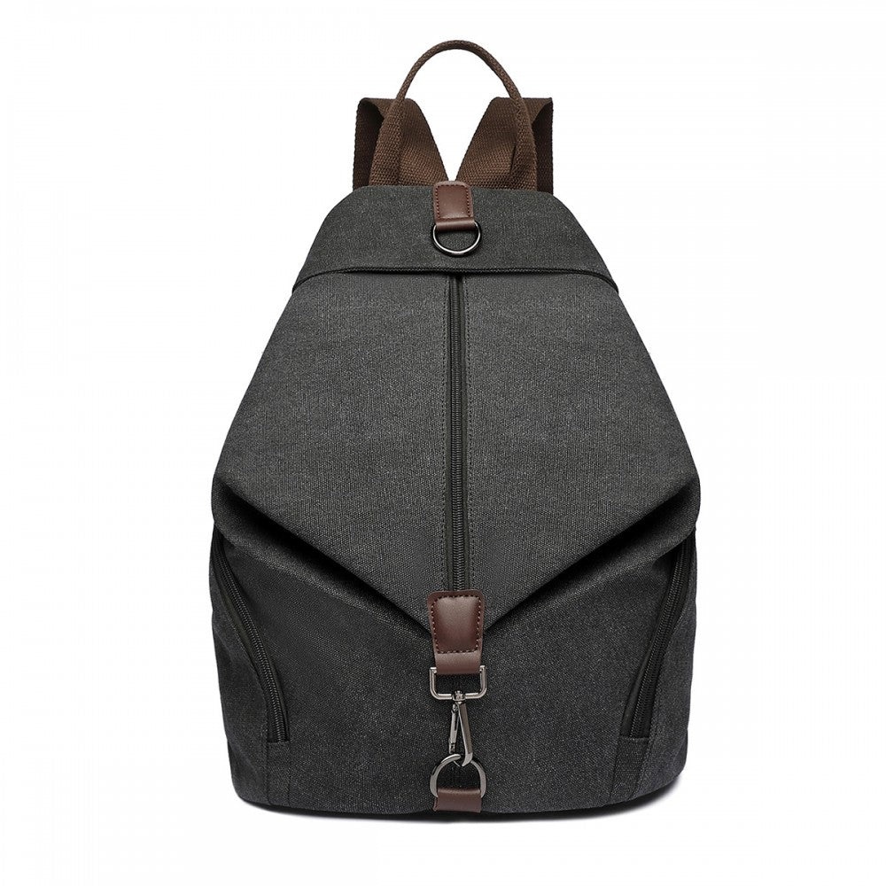 EB2044 - KONO FASHION ANTI-THEFT CANVAS BACKPACK - BLACK