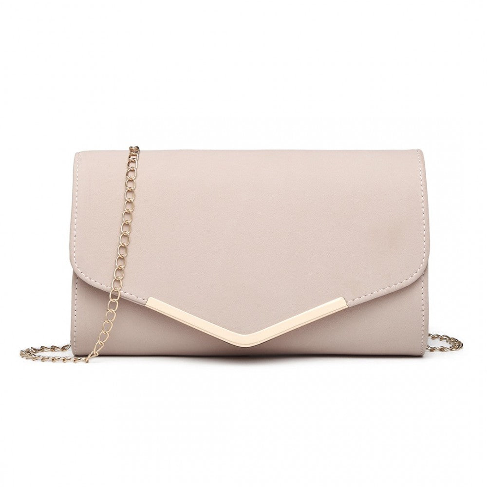 LH1756 - MISS LULU LEATHER LOOK ENVELOPE CLUTCH BAG - PINK